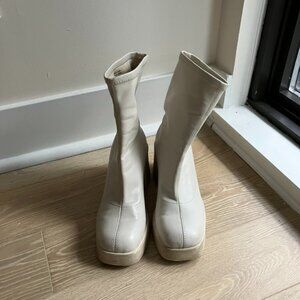 Chunky white boots